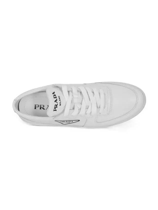 Women's Triangle Logo Leather Low Top Sneakers White - PRADA - BALAAN 4