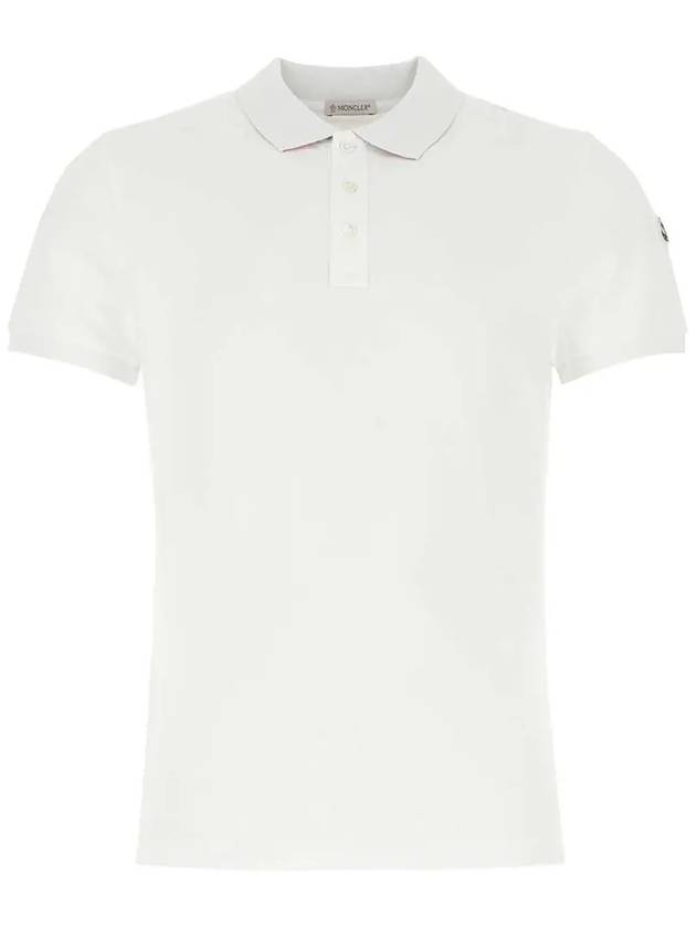 Neck Logo Patch Print Polo Shirt White - MONCLER - BALAAN 2