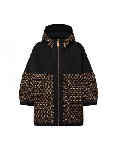 Monogram Jacquard Knit Hooded Jacket Black - LOUIS VUITTON - BALAAN 1