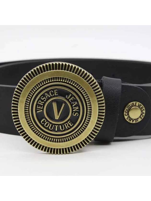 V Emblem Round Buckle Belt Black - VERSACE - BALAAN 2