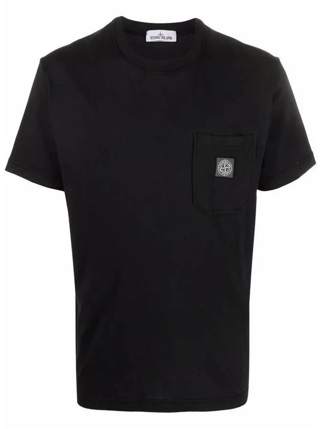 Wappen Logo Patch Pocket Short Sleeve T-Shirt Black - STONE ISLAND - BALAAN 3