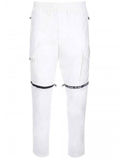 Logo Zipper Cargo Straight Pants White - STONE ISLAND - BALAAN 1