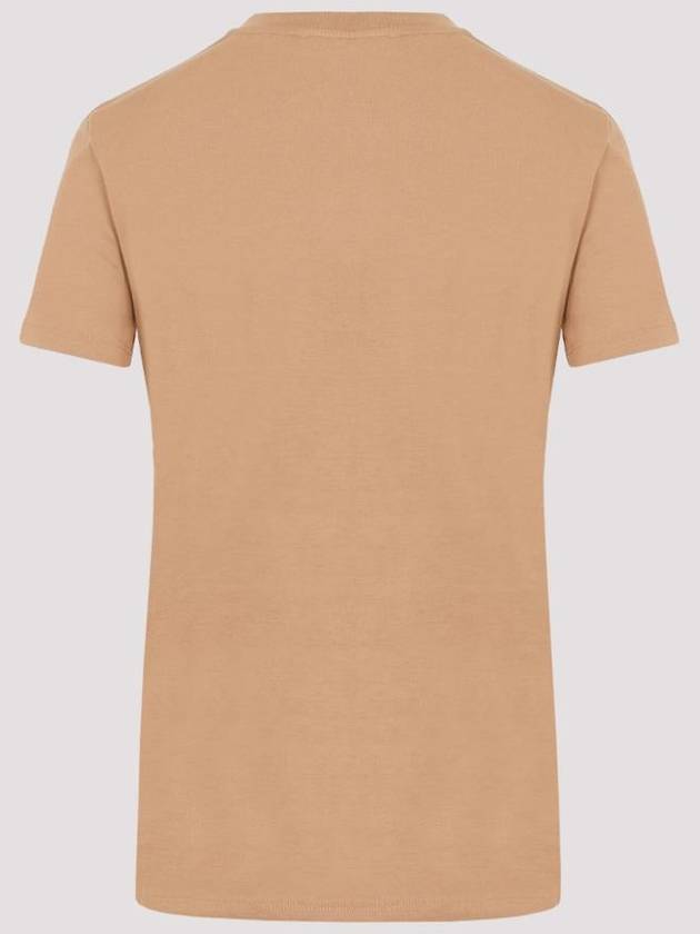 Embroidered Logo Crew Neck Short Sleeve T-Shirt Camel - MAX MARA - BALAAN 3