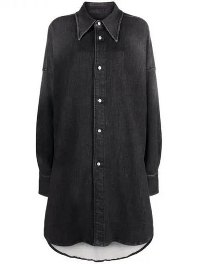 Button Up Denim Shirt Dress Mini Dress Black - MAISON MARGIELA - BALAAN 2