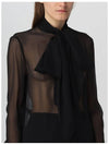 Silk Muslin Crepe Blouse Black - SAINT LAURENT - BALAAN 6