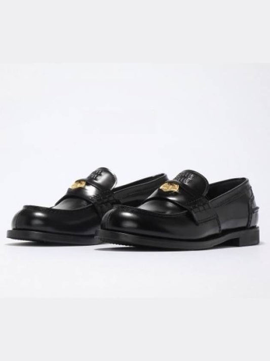 Brushed Leather Penny Loafers Black - MIU MIU - BALAAN 2