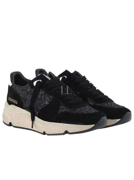 Women's Running Sole Glitter Leather Low Top Sneakers Black - GOLDEN GOOSE - BALAAN 2