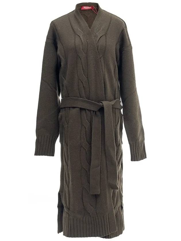 Women's BERNARD Wool Cashmere Long Cardigan Khaki - MAX MARA - BALAAN.