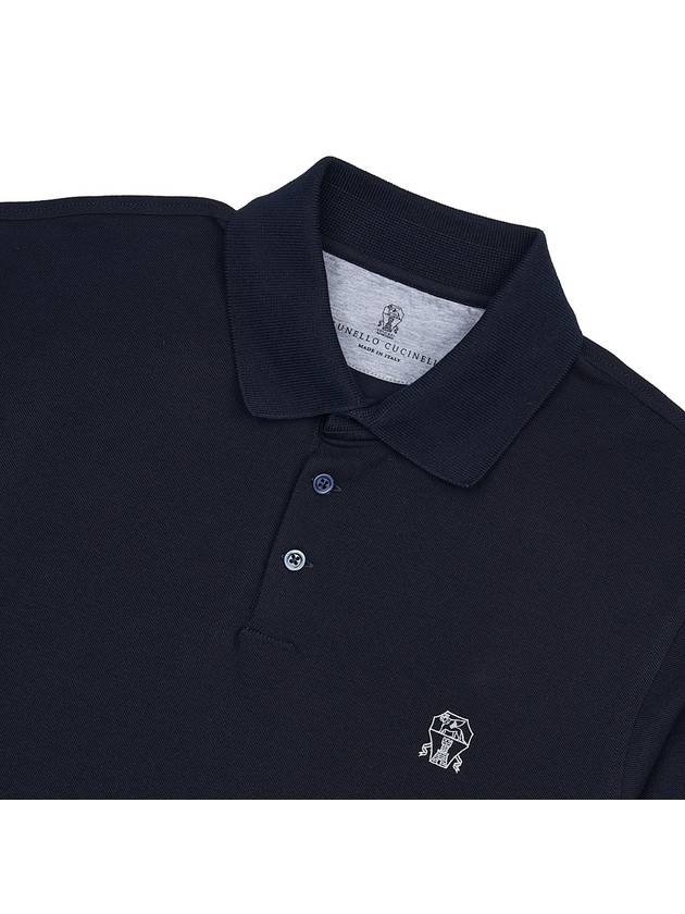 Logo Short Sleeve Polo Shirt Navy - BRUNELLO CUCINELLI - BALAAN 4