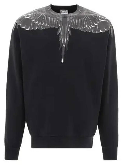 Icon Wing Print Crew Neck Sweatshirt Black White - MARCELO BURLON - BALAAN 2