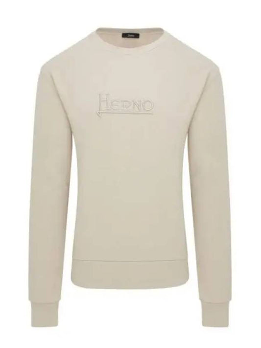 Embroidered Logo Crew Neck Sweatshirt Beige - HERNO - BALAAN 2