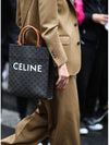 Small Vertical Triomphe Canvas and Calfskin Cabas Tote Bag Tan - CELINE - BALAAN 7