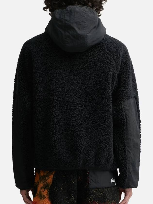 Sherpa Panel Hooded Jacket Black - STUSSY - BALAAN 5