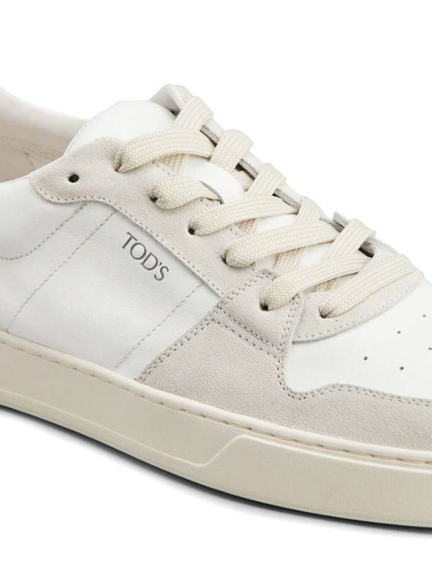 Suede Leather Low Top Sneakers White - TOD'S - BALAAN 4