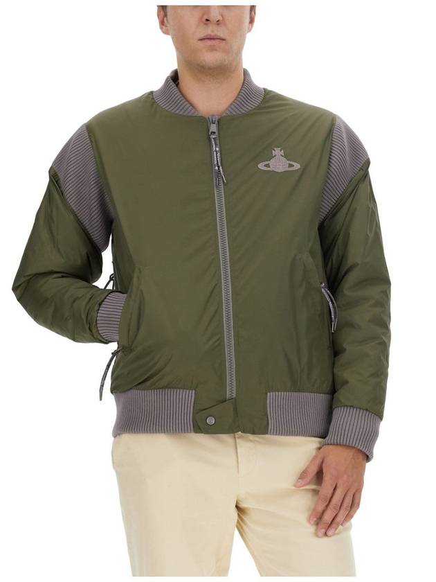 Cyclist Paneled Viscose Bomber Jacket Khaki - VIVIENNE WESTWOOD - BALAAN 5