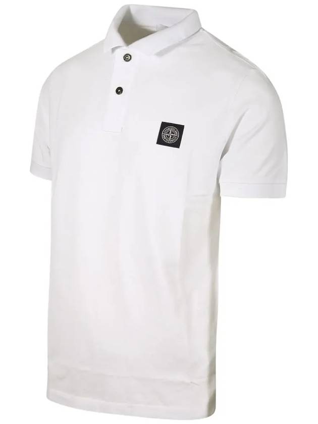 Pique Stretch Cotton Short Sleeve Polo Shirt White - STONE ISLAND - BALAAN 4