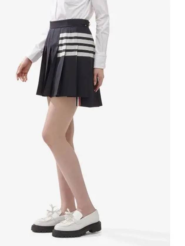 4 Bar Plain Weave Mini Pleated Skirt Navy - THOM BROWNE - BALAAN 2