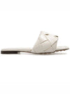 Women's Lido Leather Slippers White - BOTTEGA VENETA - BALAAN 3