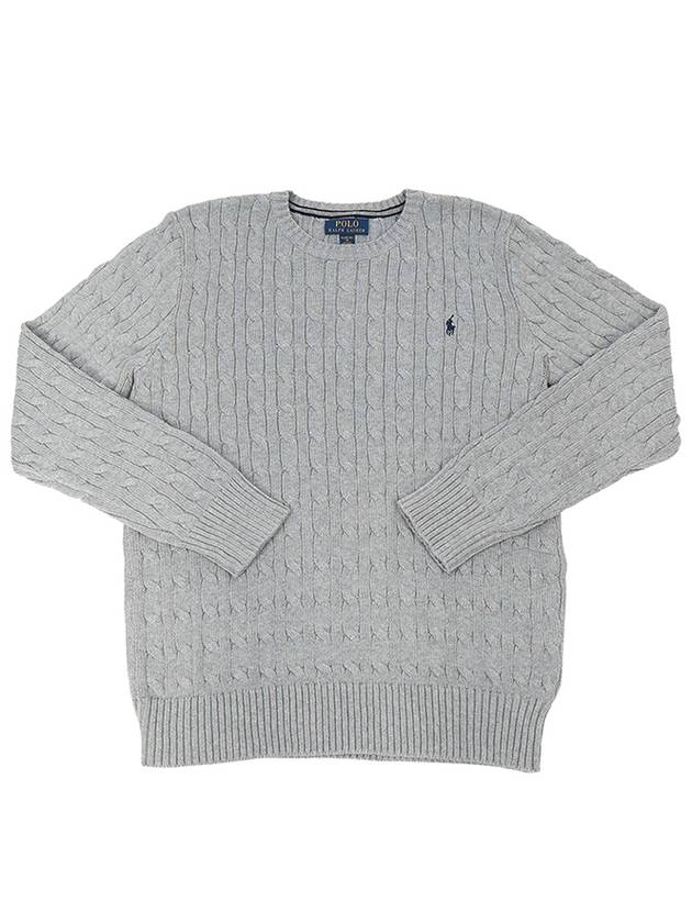 Kids Pony Logo Crew Neck Knit Top Grey - POLO RALPH LAUREN - BALAAN 2