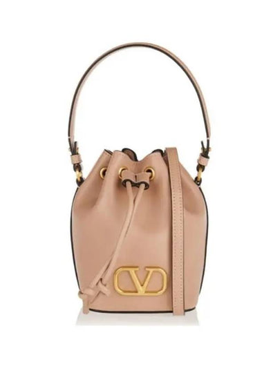 V Logo Signature Nappa Leather Bucket Bag Pink - VALENTINO - BALAAN 2