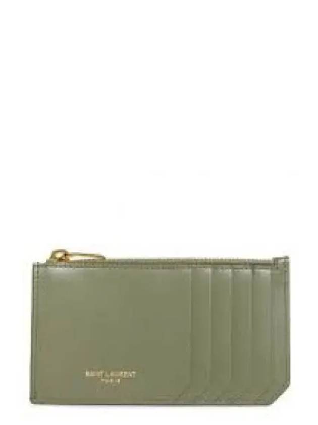 Monogram Fragment 6 fold Card Wallet Green - SAINT LAURENT - BALAAN 2