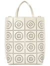 Banner Logo Perforated Medium Leather Tote Bag White - GANNI - BALAAN 5