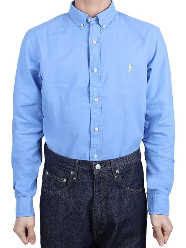 Men's Slim Fit Oxford Long Sleeve Shirt Blue - POLO RALPH LAUREN - BALAAN.