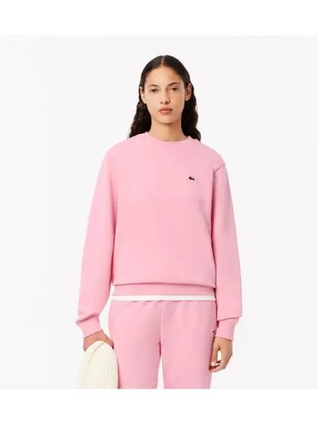 Women s Essential Crew Neck Sweatshirt Pink - LACOSTE - BALAAN 1