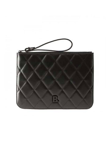 B Logo Strap Clutch Bag Black - BALENCIAGA - BALAAN.