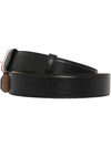 Men's Three Stripes Tab Pebbled Leather Belt Black - THOM BROWNE - BALAAN 3