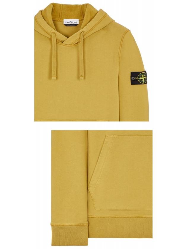 Wappen Patch Brushed Cotton Fleece Hoodie Dark Yellow - STONE ISLAND - BALAAN 6