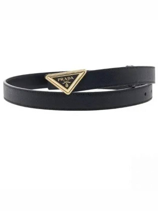 Triangle Logo Buckle Leather Belt Black - PRADA - BALAAN 2