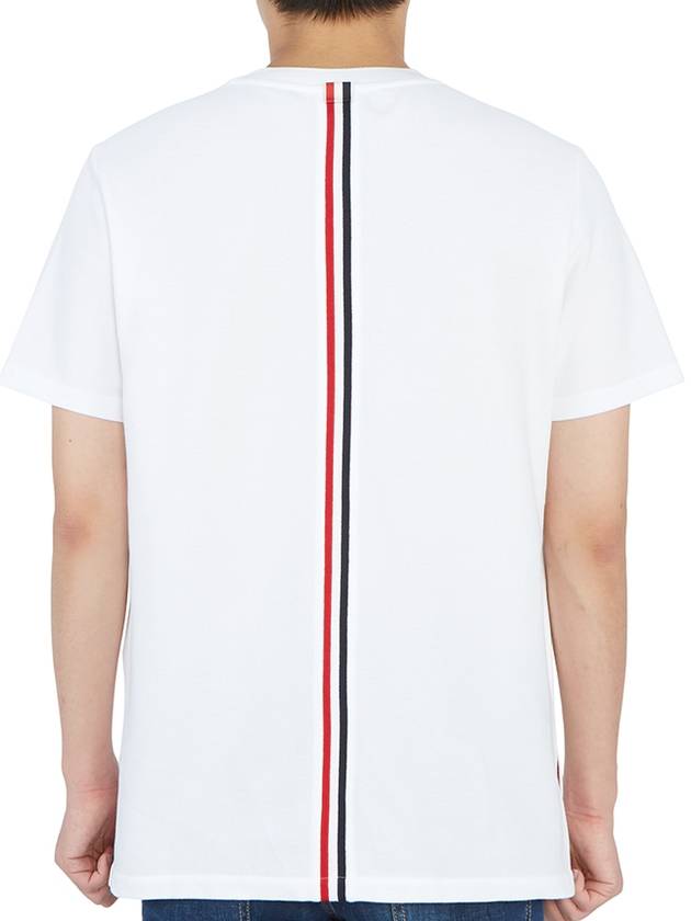 Men's Center Back Striped Short Sleeve T-Shirt White - THOM BROWNE - BALAAN 6