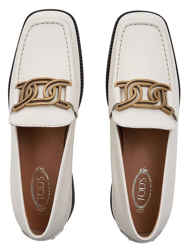 Kate Metal Chain Leather Loafers White - TOD'S - BALAAN.