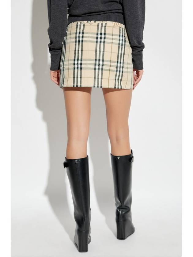 Check Denim Mini H-Line Skirt Grain - BURBERRY - BALAAN 8