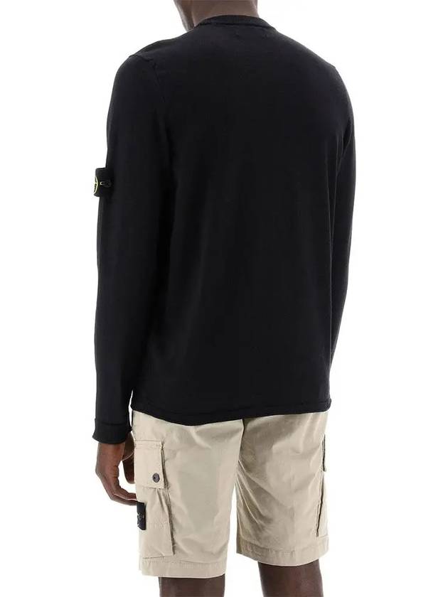 Raw Hand Cotton Crewneck Knit Top Navy - STONE ISLAND - BALAAN 4