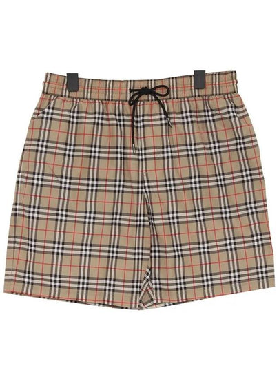 Men's Small Scale Check Drawstring Swim Shorts Beige - BURBERRY - BALAAN 2