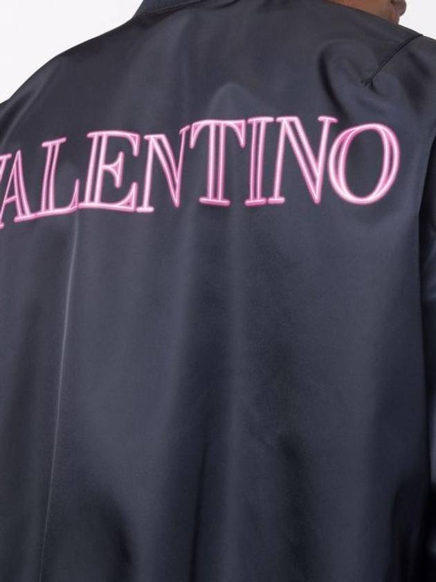 Men's Neon Back Logo Bomber Jacket Navy - VALENTINO - BALAAN 6