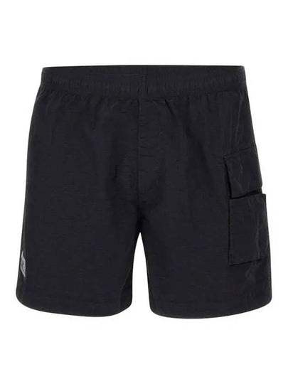 Flat Nylon Logo Patch Utility Swim Shorts Black - CP COMPANY - BALAAN 2