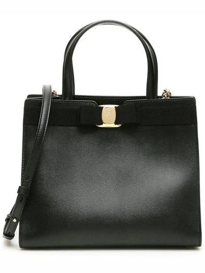 Vara Bow Top Handle Tote Bag Black - SALVATORE FERRAGAMO - BALAAN 2