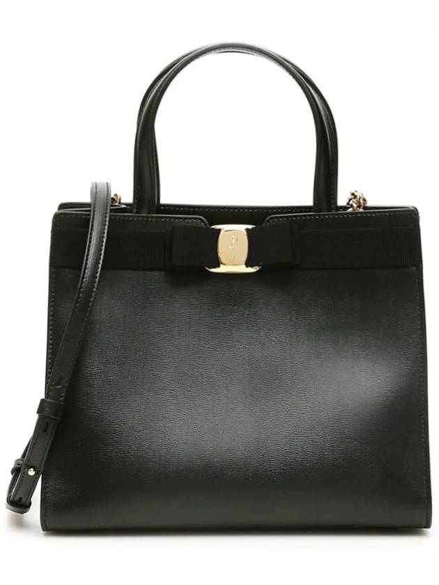 Vara Bow Top Handle Tote Bag Black - SALVATORE FERRAGAMO - BALAAN 3