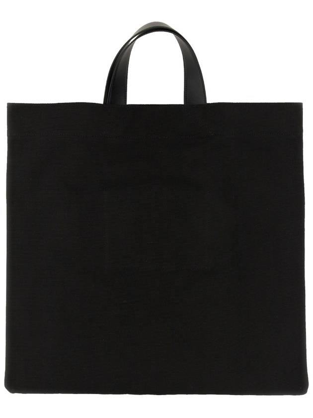 Logo Print Square Canvas Tote Bag Black - JIL SANDER - BALAAN 3