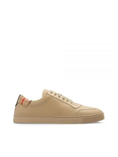 Men's Checked Cotton Leather Low Top Sneakers Beige - BURBERRY - BALAAN 2