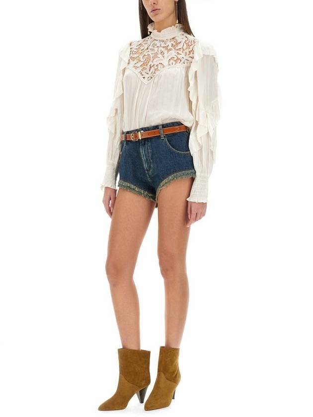 Eneidao Fringe Denim Shorts SH0033FBB1H04I - ISABEL MARANT - BALAAN 3