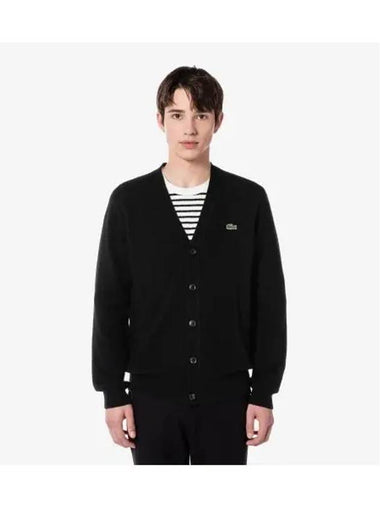 Men s Basic V neck Cardigan Black - LACOSTE - BALAAN 1