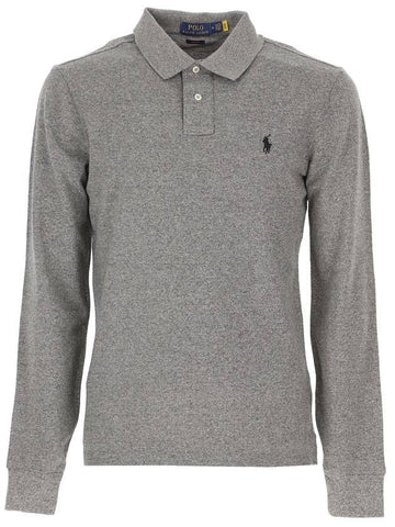 logo embroidery long sleeve PK shirt gray - POLO RALPH LAUREN - BALAAN 1