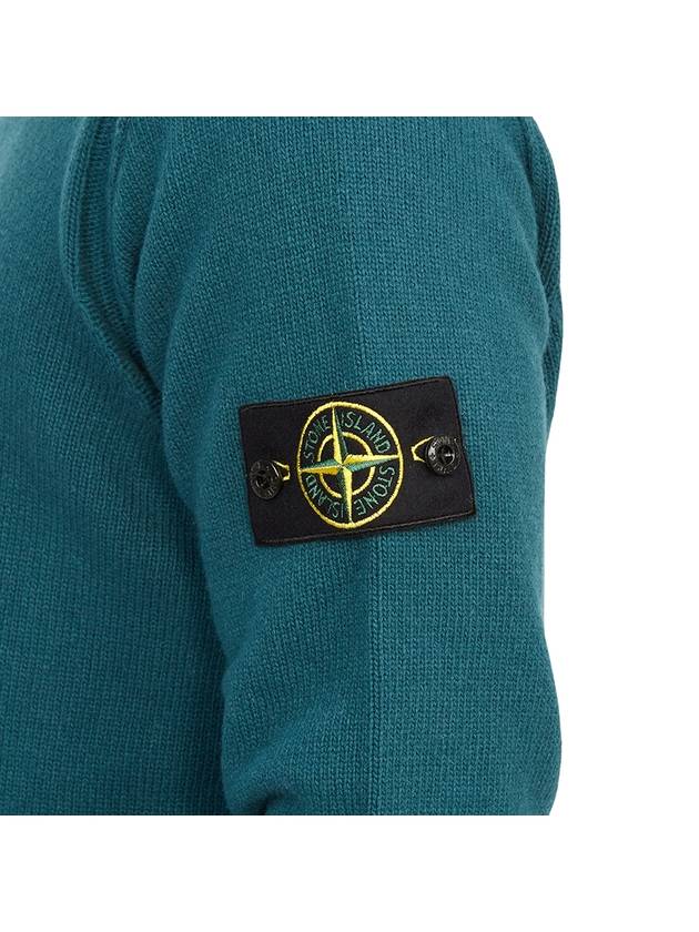 Logo Patch Crew Neck Wool Knit Top Green - STONE ISLAND - BALAAN 9