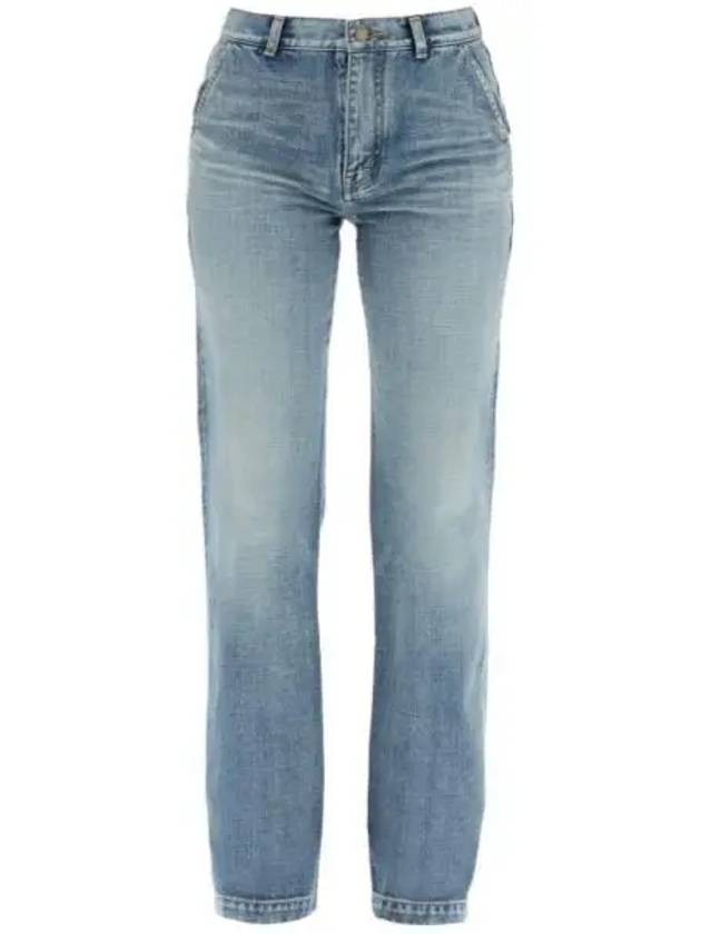 Women's Jane High Waist Straight Jeans Blue - SAINT LAURENT - BALAAN 2