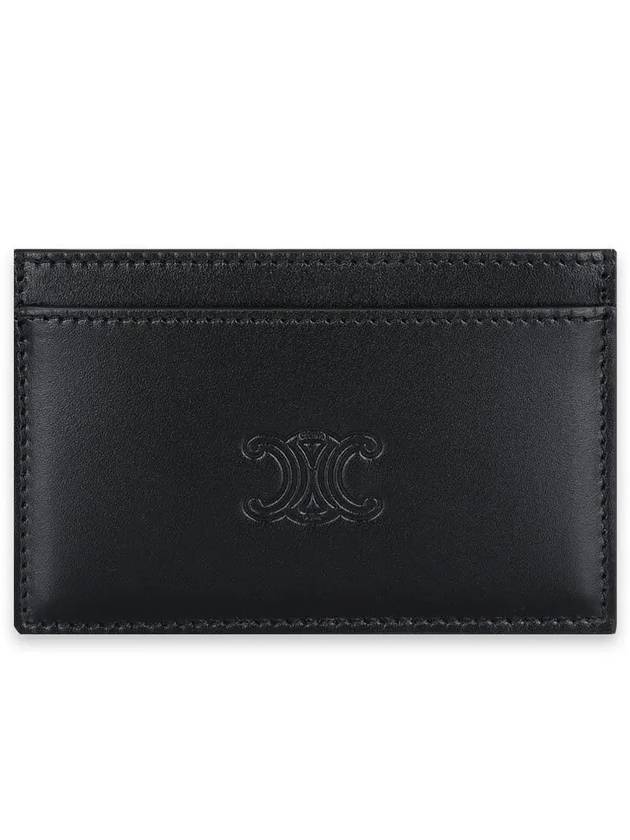 Satinated Calfskin Triomphe Embossed Card Wallet Black - CELINE - BALAAN 3