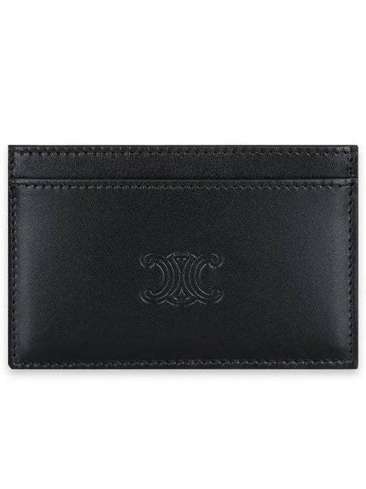 Satinated Calfskin Triomphe Embossed Card Wallet Black - CELINE - BALAAN 2